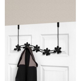 Spectrum Diversified Flower Over the Door 5 Hook Rack Closet Organizer Coat & Clothing Hanger, Black