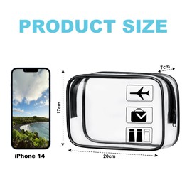 Aucuu Clear Toiletries Bag, 1Pack PVC Waterproof Toiletries Carry Pouch, TSA Approved Travel Toiletry Bag with Zipper, Portable Cosmetic Makeup Bags for Travel Business Trip-Black