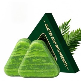 Barra de champú triangular natural - Barra de Champú Sólido Natural con Extracto de Hojas de Thuja Orientalis y Hierba Usnea, para Todo Tipo de