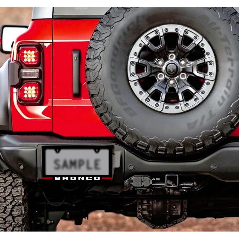 Ford Bronco UV Printed License Plate Frame - Red
