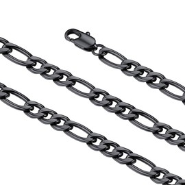 FaithHeart Women's Men's Chain, 3 mm/5 mm/8 mm Stainless Steel Figaro Chain in Silver/Black/Gold, Classic Figaro Chain Necklace 45 cm - 75 cm Long, Chains for Birthdays, Father's Day, Christmas,