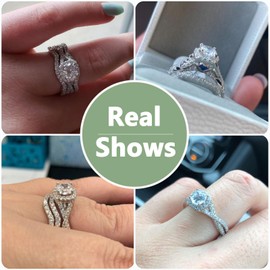 Newshe Jewellery Engagement Wedding Ring Set for Women AAAAA Cz Bridal Sets 925 Sterling Silver 3pcs Round White Size 8