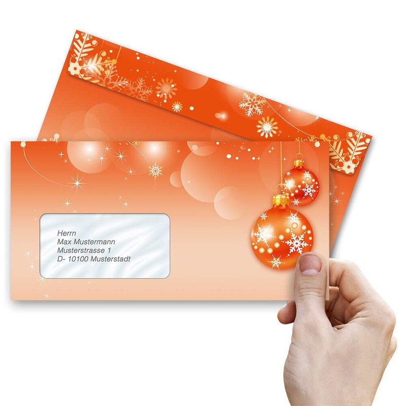 Envelopes Christmas Merry Christmas Pack of 10 Envelopes with Window