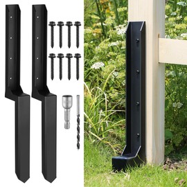 AOPEC Fence Post Repair Kit, Heavy Duty One-Piece Steel Anchor & Stakes for Repair Broken Tilted Leaning Wood Posts, Rust-Proof Easy Installation, Upgraded 11-Gauge Thickness (2 Pack)