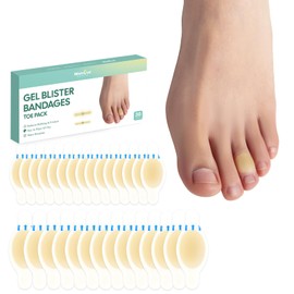 Welnove 30 Pieces Blister Plasters for Feet - Welnove Invisible Hydrocolloid Gel Blister Bandages - Blister Cushions for Heel, Toe & Foot, Water Resistant Bandages(Toe Pack)