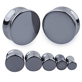 Decentraland 2 Pcs Black Organic Stone Plugs Ear Gauges Earrings Jewelry 10mm(00g)