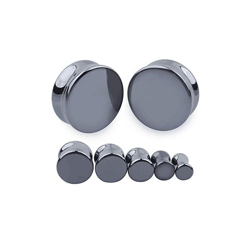 Decentraland 2 Pcs Black Organic Stone Plugs Ear Gauges Earrings