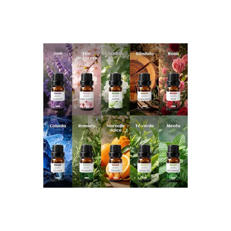 Set de 20 Aceites Esenciales para Difusor, 10 ml Cada