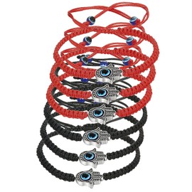 Besteel 6 Pcs Braided Bracelet for Men and Women Evil Eye Bracelet Cord Black and Red String Bracelet Friendship Thread Hamsa Hand