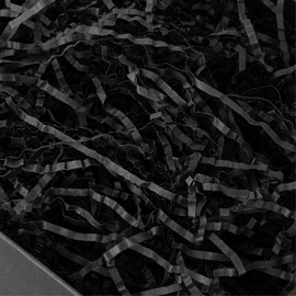 PLINJOY 4 oz Crinkle Cut Paper Shred Filler for Gift Wrapping Basket Filling Weddings Birthday Christmas and Grass for Party Decoration (Black)