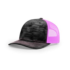 Joe's USA Richardson 112 Trucker Hat - 5 Panel Premium Adjustable Hats for Men-OSFM-Kryp-tek Typhon/Neon Pink