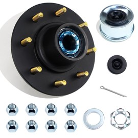 GREPSPUD 1 Set 8 on 6.5'' Trailer Hub Kit for 7000 lbs 1.25'' to 1.75'' #42 Tapered Spindle, Pre-Lubricated 25580 14125A Bearings 8x6.5 Pattern Trailer Idler Hub 8 Lug Bolt Trailer Wheel Hub Kits