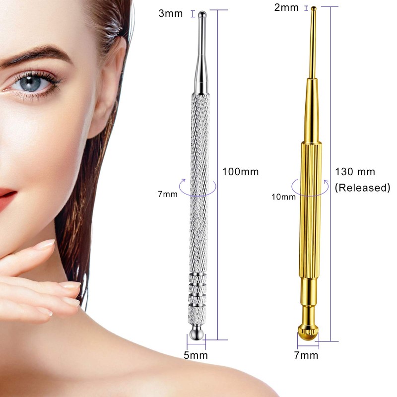 Nuanchu 2 Pieces Facial Reflexology Massage Tool Retractable Acupuncture Pen,
