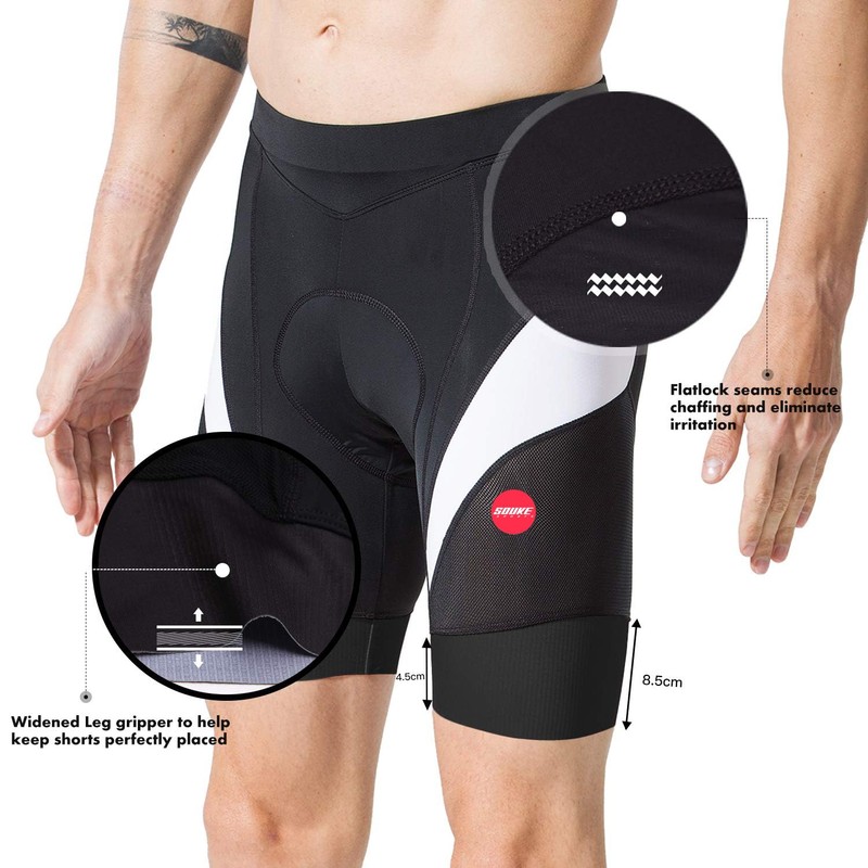 Souke Sports Men’s 4D Padded Cycling Shorts - Breathable &