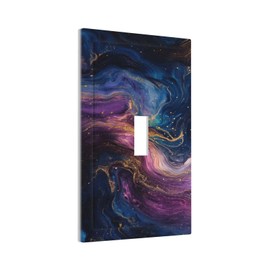 LuHuoLu Decorative Switch Covers Plate Abstract Purple Blue Gold Marble Texture 1 Gang Wall Plate Single Toggle Wall Cover Plate Jumbo Electrical Light Switch Plate Faceplate for Bathroom Decor