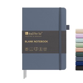&And Per Se Blank Journal Notebook, 160 Pages, 5.7 x 8 inches College Ruled Thick Paper Notebook Journals for Writing, Hardcover Notebook(1 Pack, dark blue)