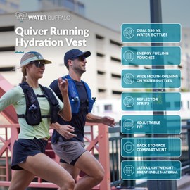 Water Buffalo Quiver Running Vest – Lightweight Hydration Pack with Dual Bottles for Men & Women, Ideal for Trail & Marathon Training