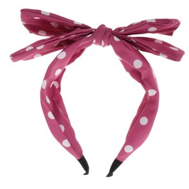 Beavorty Chic Large Bow Knot Headband for Women Retro Dot Pattern Soft Fabric Stylish Hair Accessories for Everyday Wear Rabbit Ear Hairband