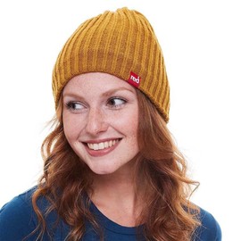 Red Original Unisex Knitted Beanie, Roam (Mustard)