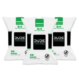 Dude Wipes - 3 Pack, 90 Wipes, Infused with Energizing Pro Vitamin B5, Alcohol Free and Hypoallergenic Cleansing Wipes