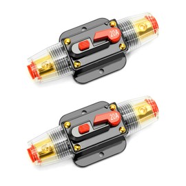 QWORK® 2 pieces 20A fuse holder manual reset, car protection circuit breaker with manual reset for car protection stereo switch