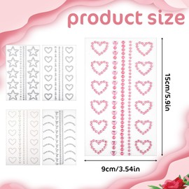 Self Adhesive Star Face Stickers for Women, Star Face Gems Pearl Jewels Stickers Facial Gems Rave for Faces, Nail, Makeup, Body, Crafts, Festival Decal Decor