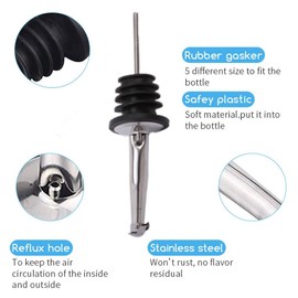 LEGERM 7-Piece Stainless Steel Flip Top Oil Pour Spouts with Funnel - Leakproof Speed Pourer Nozzles for 3/4" Bottles | Universal for Olive Oil, Vinegar & Liquor