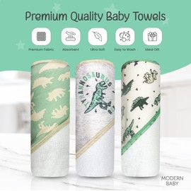 MODERN BABY 3 Pack Hooded Baby Bath Towel Set for Newborns Infants & Toddlers, Boys & Girls Baby Hooded Towels