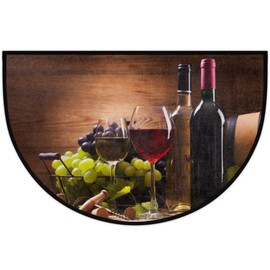 cfpolar Wine Half Round Door Mat, Farmhouse Red Wine Goblet Semicircle Doormat, Non Slip Soft Area Rug, 24 x 36 In