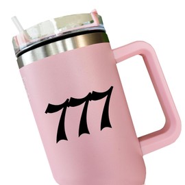 4 x Angel Number Vinyl Decal, Water Bottle, Car Mirror Decor, Laptop Bumper Sticker, Lucky Number Stickers, Spiritual Stickers, Angel Numbers Decor, Car Window (Black, 777)