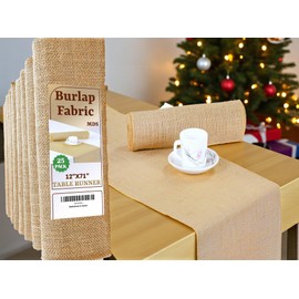 MDS Christmas Natural Burlap Table Runners - 25 Pack, 12 x 72 Inches - Rustic Jute Runners for New Year Party, Holiday Gathering, Harvest Dinner, Thanksgiving, Wedding, Farmhouse Vintage Décor