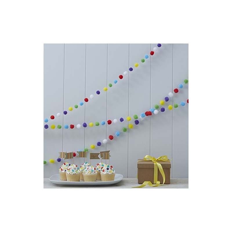 Ginger Ray Pom Garland Hanging 3 m, Kraft
