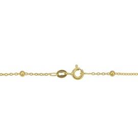 Kooljewelry 14k Yellow Gold Round Bead Station Anklet (2.4 mm, 10 inch)