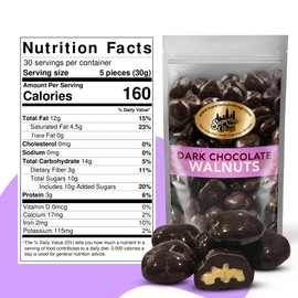 Superior Nut Chicago Dark Chocolate Covered Walnuts - Gourmet Crunchy Walnuts, Rich Omega-3s & Antioxidants - Resealable 2 lb Bag