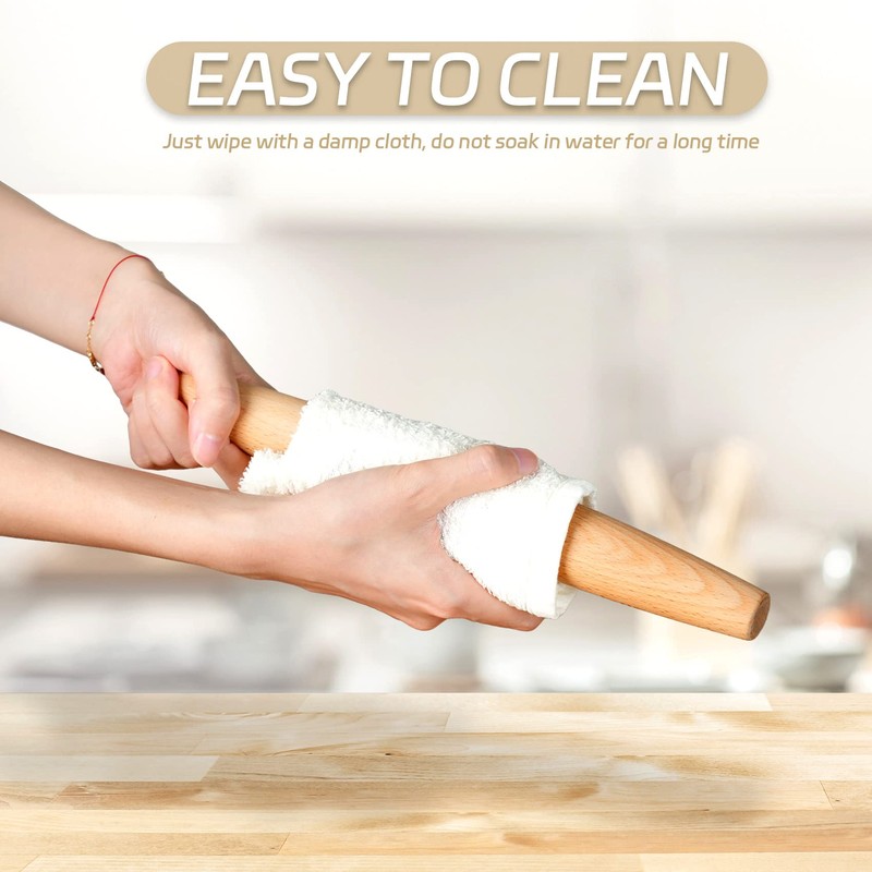 French Rolling Pin for Baking –11.8inch Natural Beech Wood Rolling