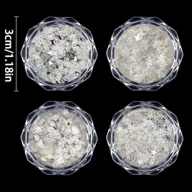 4 Boxes 3D Chunky Glitter Sequins Nail Art Charms Shiny Star Heart Butterfly Nail Charms Holographic Nail Glitter Flakes Starlight Sequin Charms for Nails Design Acrylic Paillette Manicure Decor