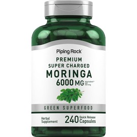 Piping Rock Moringa Oleifera 6000mg – Superfood Herbal Supplement for Energy & Wellness | 240 Quick Release Capsules