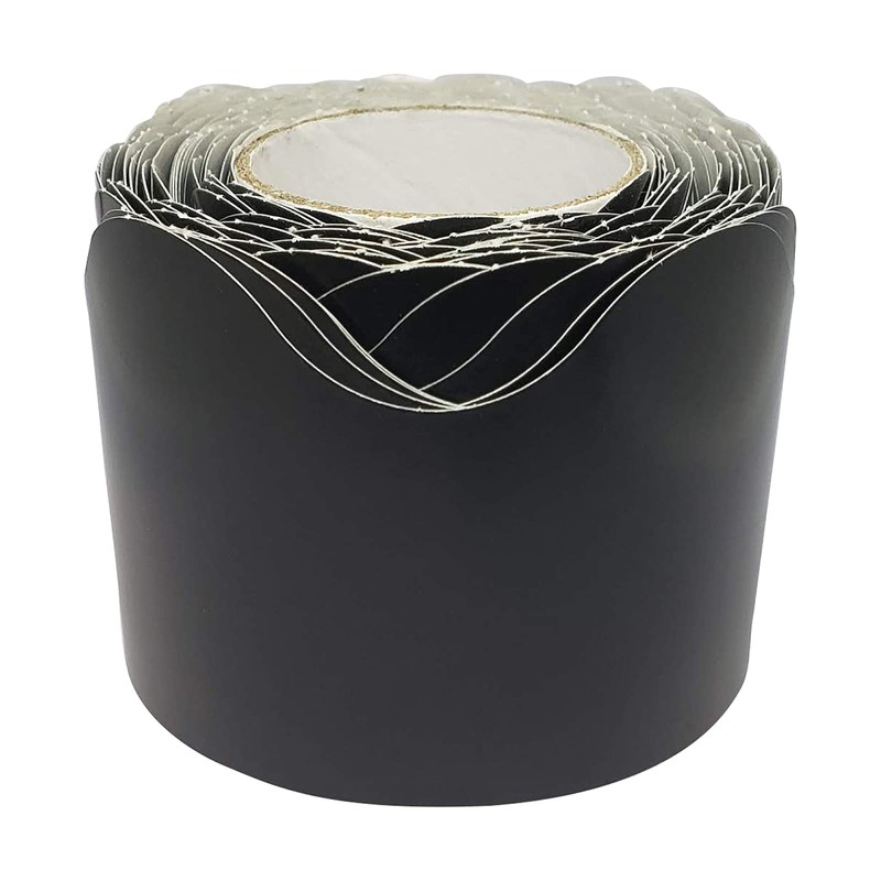 Teacher Created Resources Black Scalloped Rolled Border Trim, 50 Feet