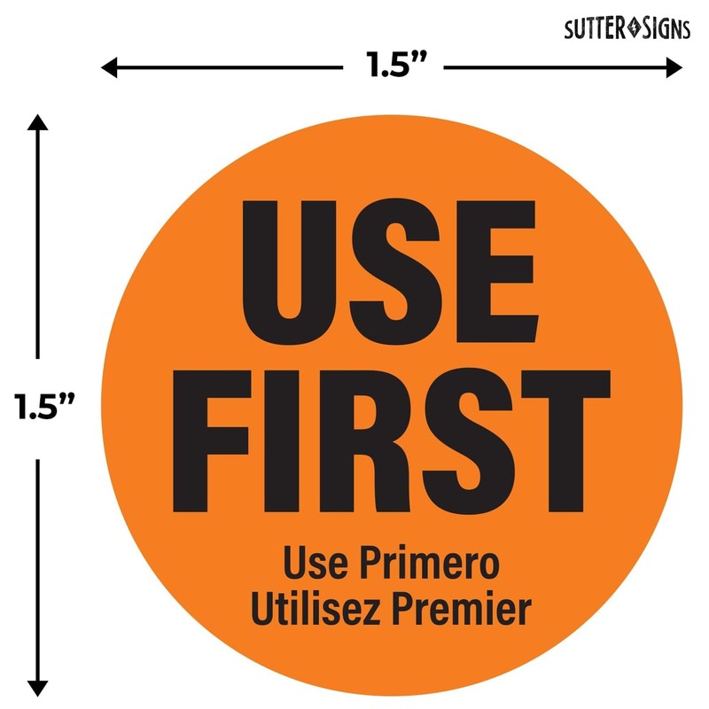 1000 Labels Use First Stickers for Food Service, 1.5-inch Wide,