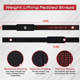 AQF Weight Lifting Straps Neoprene Padded Wrist Support, CrossFit Training Hand Bar Straps Bodybuilding Powerlifting Fitness Exercise Grips