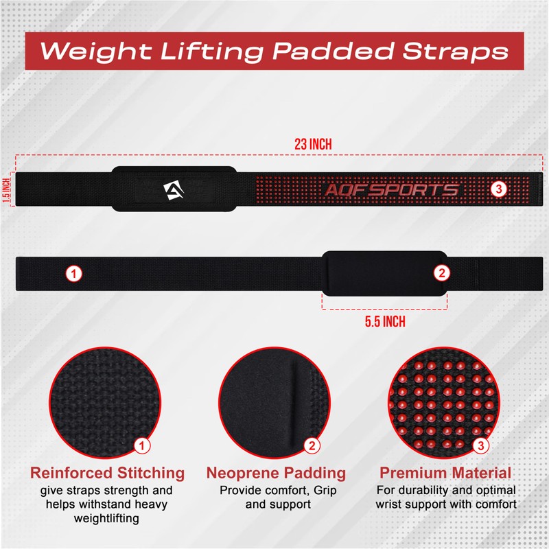AQF Weight Lifting Straps Neoprene Padded Wrist Support, CrossFit Training
