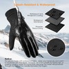 HOLDINA Women's Winter Warm Waterproof Gloves with Non-Slip Leather, Gloves