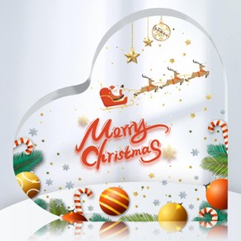 Christmas Gifts - Heart Shape Acrylic Season Gifts, Christmas Decoration Indoor, Christmas Table Desk Fireplace Shelf Decor for Farmhouse, Office, Home, Christmas Gifts for Family Friends Colleagues
