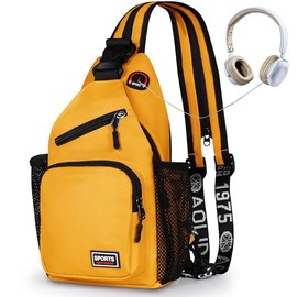 Geestock Crossbody Sling Bag for Men & Women, Convertible Cross Body Shoulder Backpack with Adjustable Strap, Waterproof Lightweight Chest Bag Casual Daypack for Hiking, Cycling,Travel - Yellow