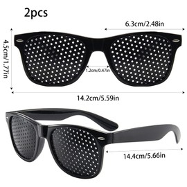 MisFun Pack of 2 Black Grid Glasses, Pinhole Glasses, Pinhole Glasses, Grid Glasses with Foldable, Grid Glasses, Hole Glasses for Eye Training for Relaxation