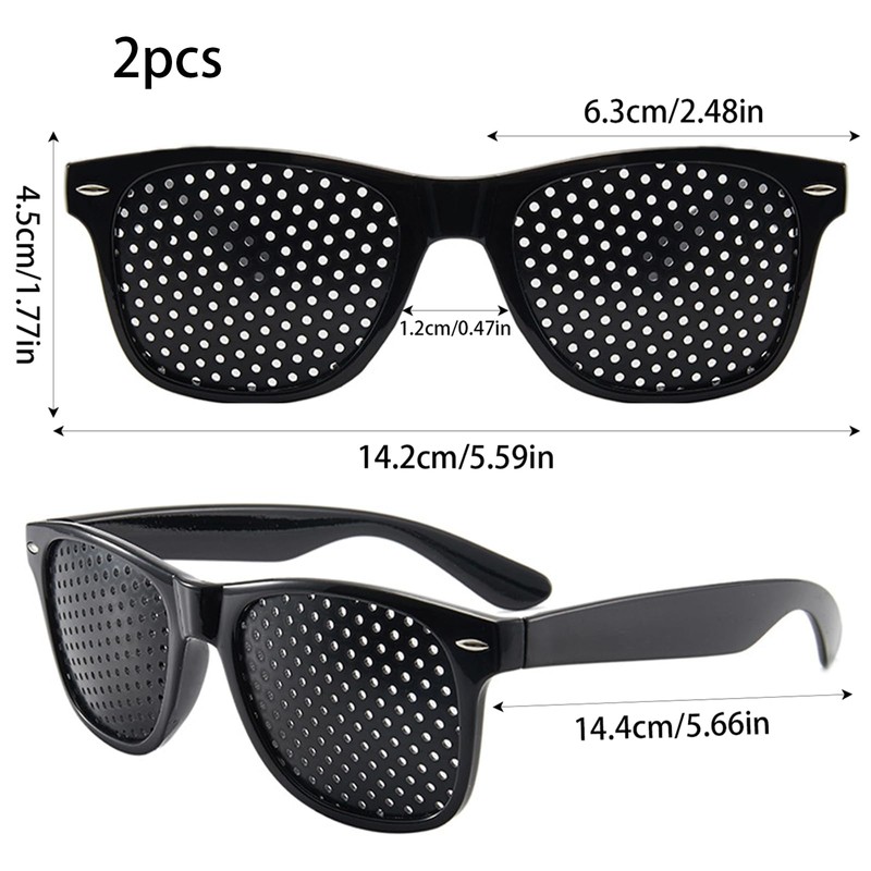 MisFun Pack of 2 Black Grid Glasses, Pinhole Glasses, Pinhole