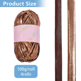 FREEBLOSS 4 Rolls Metallic T-Shirt Yarn for Crochet Shiny Tshirt Yarn for Crocheting DIY Hand Craft Bag Blanket Cushion Crochet & Knitting Projects (Golden Brown, 100g/roll)