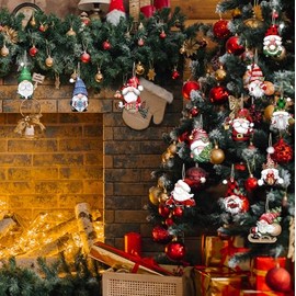 Nasjac 24 Piezas Adornos de Gnomos para árbol de Navidad, Decoración Colgante de Gnomos de Madera de Navidad, Manualidades Colgantes de Gnomos Suecos