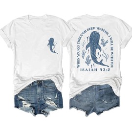 Cute Shark Shirt Whale Shark Christian Summer Shirts Ocean Fish Animal Lovers Marine Life Tops for Women