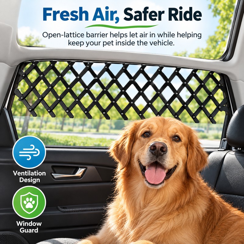 Car Window Pet Gate for Dog Travel – Ventilation Guard